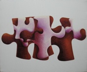 vache-puzzle, huile sur toile, 2000